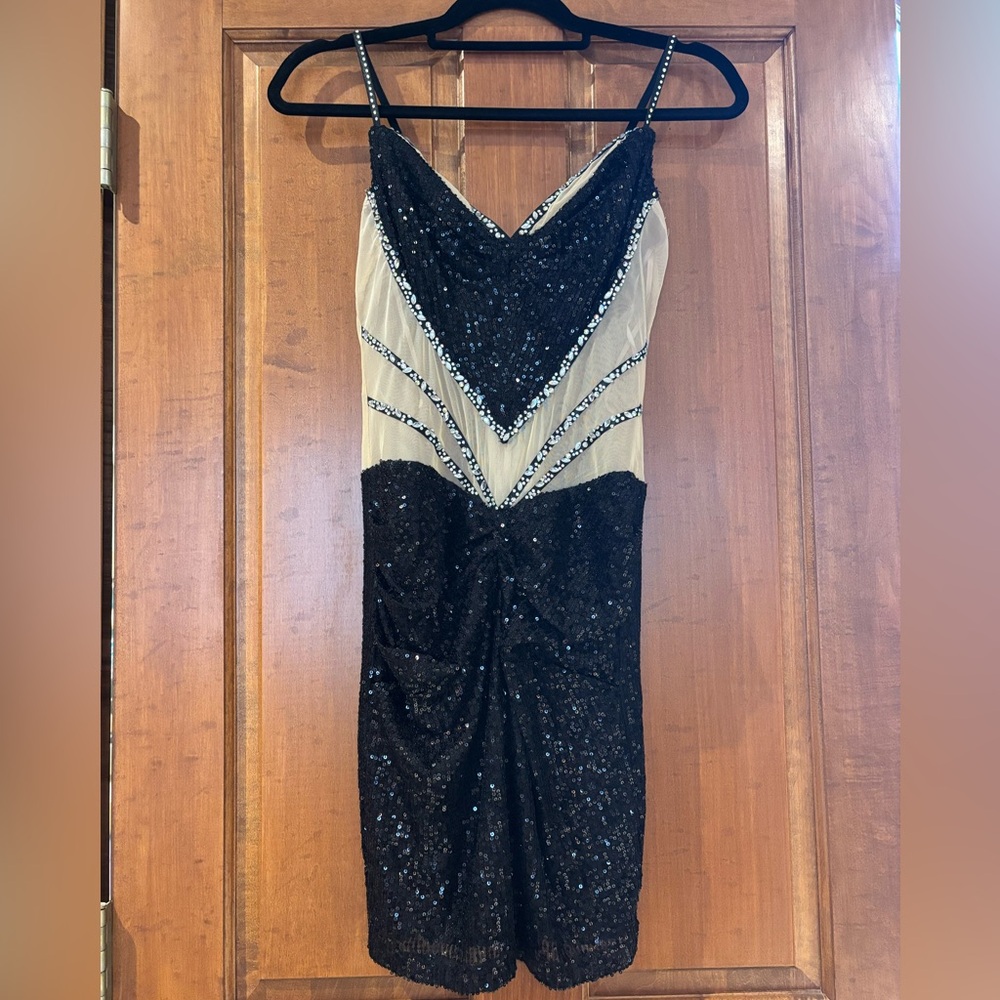 Amazon Black and Cream Sequin Mini Dress